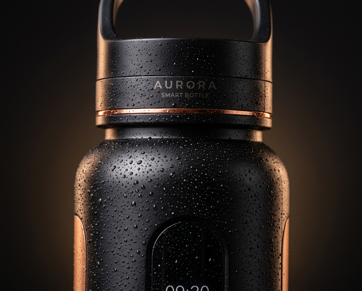 Macro detail of the matte black finish and copper edge